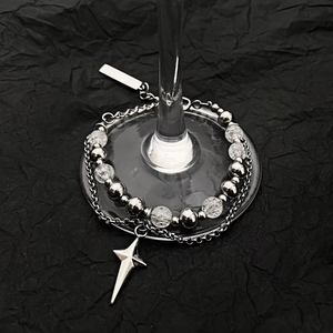 Bracciale con Perline Effetto Ghiaccio, Ciondolo a Stella in Acciaio al Titanio, Gioielli per Coppie, Regalo Kpop - Product Image 2