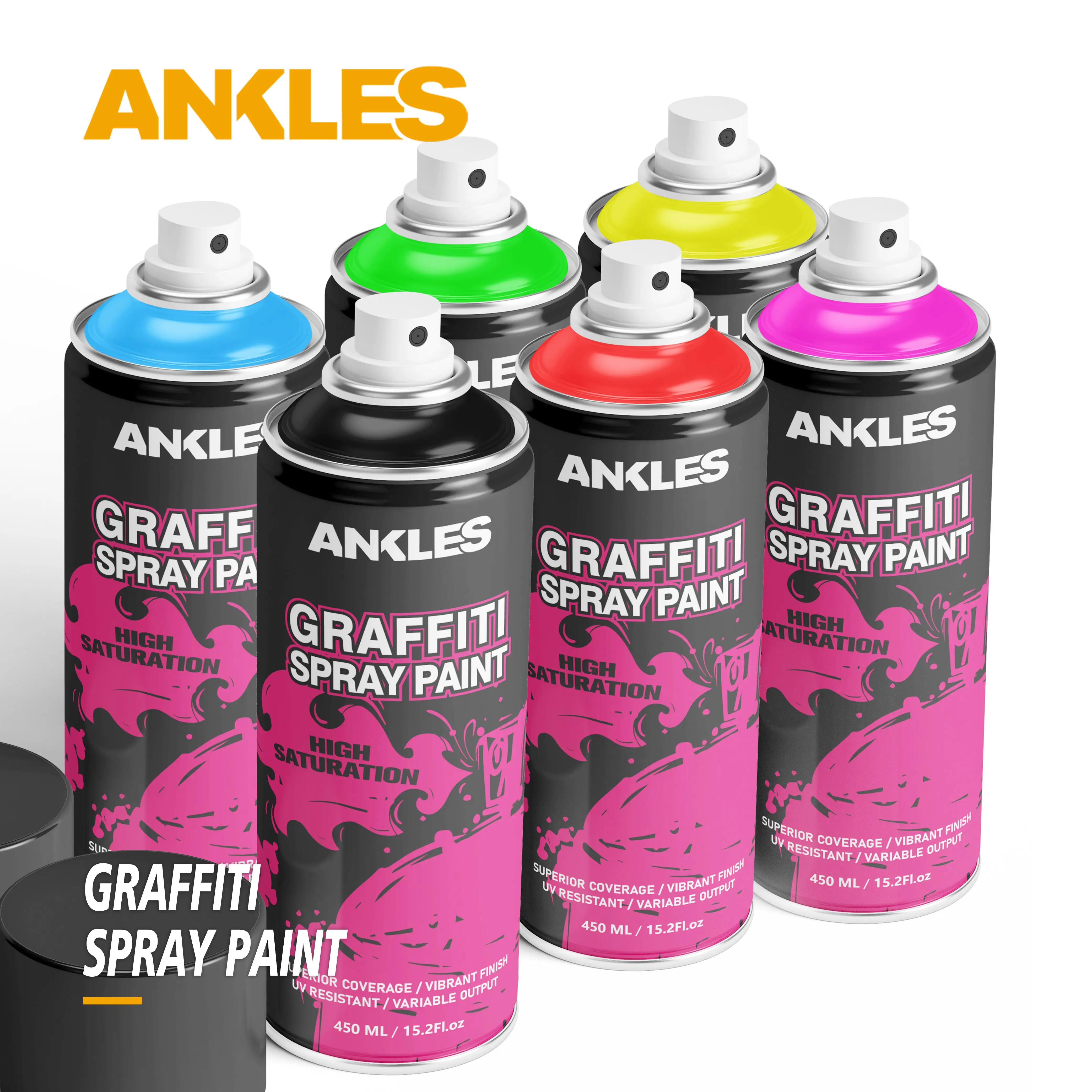 Caviglie vernice spray per graffiti di colore nero all'ingrosso 400ml vernice spray per graffiti con compressore airless