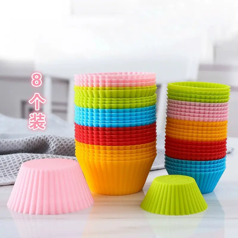 Economic Wholesale Cheap Baking Cups Nonstick 6 Cookie Cup Silicone Round Muffin Cake Mold