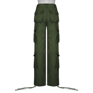 Nouveau pantalon cargo décontracté pour femme, taille basse, style streetwear hip-hop, en toile respirante, vintage, multi-poches, avec coutures - Product Image 5