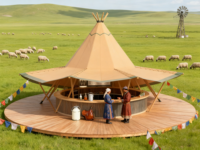 Grande tente double quatre saisons imperméable en bâche PVC, type safari tipi, avec protection UV et résistance au vent, pour chambre et séjour