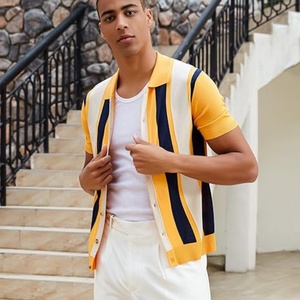 Camisas de Golf de Manga Corta para Hombre, Estilo Vintage, Tejido Transpirable de Viscosa/Algodón, Corte Regular, Estampadas, con Botones - Product Image 5