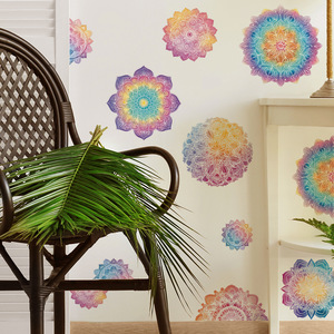 Pegatinas de <span class=keywords><strong>Pared</strong></span> de Vinilo Mandala Removibles Coloridas, Pegatinas de <span class=keywords><strong>Pared</strong></span> 3D con Flores Bohemias <span class=keywords><strong>para</strong></span> Sala de Estar - Product Image 5