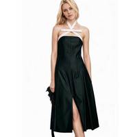 Robe maxi élégante en laine peignée à motifs floraux pour femmes, style gothique, dos nu, patchwork, dentelle, respirante, OEM, été, bal de promo