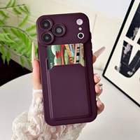 Étui de téléphone avec fente pour carte pour iPhone 18 Pro Max 17 Air 16 Plus 15 14 13 12 11 XR, coque de protection souple en TPU, résistante aux chocs, douce pour la peau