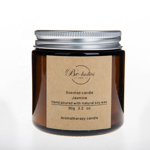 Luxury Bespoke Aromatherapy <strong>Essential</strong> <strong>Oil</strong> Soy Wax <strong>Candle</strong> in Amber Glass Jar - Product Image 2