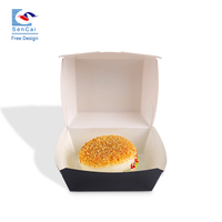 Boîte de papier à hamburger épaisse et forte à emporter boîtes de marque personnalisées boîte de papier à hamburger fast food