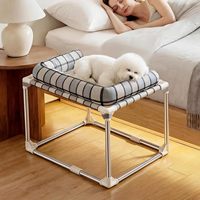 Lit pour chien et chat surélevé à placer près du lit, avec extension fixée à la fenêtre, idéal comme coin détente avec oreiller