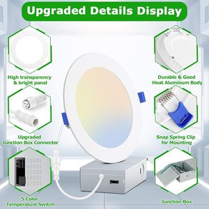 Plafonnier encastré commercial LED rond de 5 pouces, en aluminium noir, dimmable, 1200LM, 12W, alimentation AC, Ra90, garantie 3 ans - Product Image 5