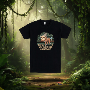 T-shirt Slothdalf nera a maniche corte con design grafico unisex per adulti taglia M - Product Image 3