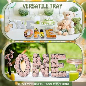 8inch First Year Birthday Charcuterie Board ONE Letters Fillable Paperboard White for Party Snacks Display - Product Image 5