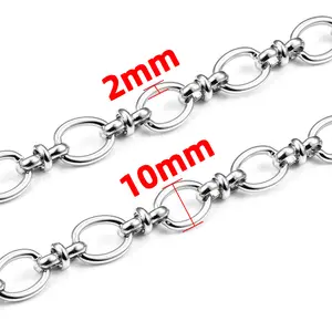 Stainless steel handmade oval cross Chinese knot chain DIY jewelry chain