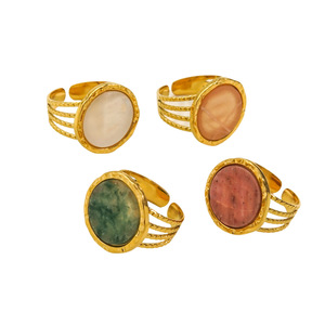 <span class=keywords><strong>Bague</strong></span> Statement Étanche en Acier Inoxydable avec Grand Cristal de Guérison Rond ou Ovale, Style Bohème, pour Femme - Product Image 5