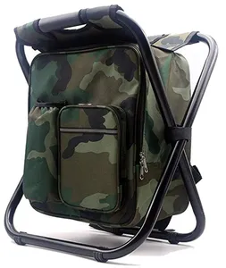 2023 heißer Verkauf 3 in 1 faltbarer Soft Sided Hocker Rucksack Tragbarer Rucksack Stuhl mit Stoff kühltasche