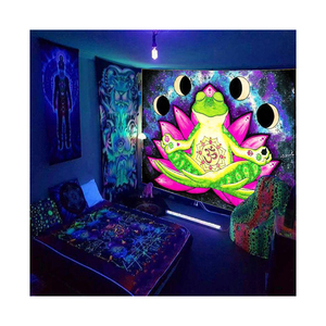 Bức tranh huỳnh quang in Blacklight Bảo tàng Van Gogh bầu trời đầy sao nghệ thuật Halloween <span class=keywords><strong>psychedelic</strong></span> UV Blacklight tấm thảm - Product Image 1
