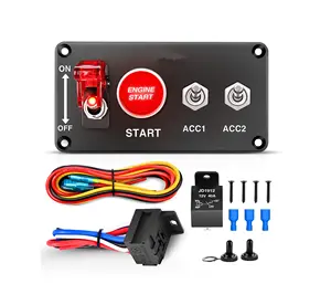 Kontak anahtarı paneli 4 in 1 Rocker anahtarı ile motor Push Button geçiş anahtarları kablo demeti ile kamyon yarış araba için LED