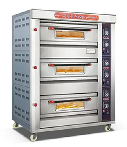 Oven listrik 3 dek 6 nampan untuk memanggang, peralatan dapur komersial oven dek roti oven