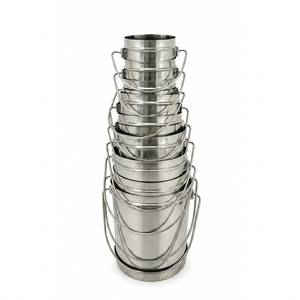 DHEER INTERNATIONAL Stainless Steel Kadi Dabba 10x18 cm 9 Pcs <b>Set</b> Milk <b>Pot</b> <b>Set</b> Food Grade Kitchen Storage Manufacturer Exporter - Product Image 1