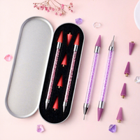 Kit d'outils de nail art : Stylo à points double tête, applicateur de strass, crayon à cire