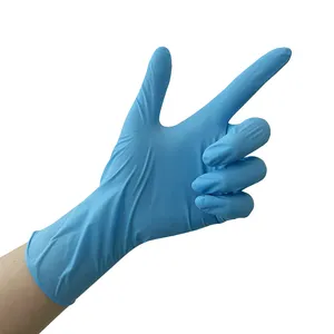 Sarung tangan GMC 9 inci biru kualitas tinggi 3,5 mil pelindung pribadi sarung tangan bubuk nitril sekali pakai