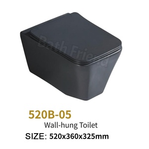 Ensemble de salle de bain en céramique imprimée effet marbre avec décor bord doré, <span class=keywords><strong>WC</strong></span> <span class=keywords><strong>suspendu</strong></span>, lavabo sur colonne intégré - Product Image 3