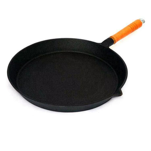 Đáy phẳng không dính Fry Pan nấu ăn nồi nhà bếp Ware với tay cầm bằng gỗ - Product Image 1