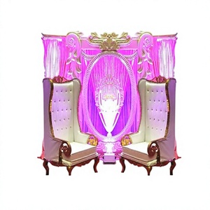 Chaises de mariage personnalisées Designer King & Queen, couleur au choix, dossier haut, bois traité, montage facile, ensemble de canapés de mariage USA - Product Image 1