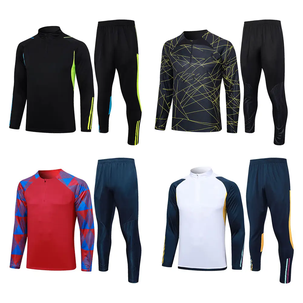 Setelan olahraga sepak bola Umiform, baju olahraga joging lengan panjang setengah ritsleting, pakaian Gym Umiform untuk pria