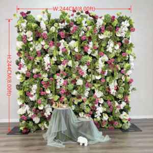 Toile de fond de scène de mariage 8*8 décor mur de fleurs en soie artificielle vraie touche hortensia mur de fleurs - Product Image 2