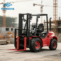 Chariot élévateur tout-terrain diesel 4x4 avec mât à deux/trois étages, capacité 3,5t, pour pneus pneumatiques de moteur