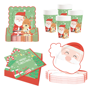 Juego de Vajilla Navideña DAMAI con Diseño Nuevo y Molde de Santa Claus, Incluye 7 y 9 Platos de Papel, Vasos y Servilletas para 8 Personas - Product Image 5
