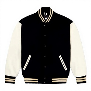 Veste universitaire personnalisée brodée à deux tons pour hommes, veste en coton à capuche, veste de style Letterman, fermeture à boutons, streetwear, OEM, marque privée - Product Image 1