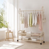 Séchoir à linge sur roulettes robuste et autoportant avec roulettes verrouillables et étagères à chaussures pour buanderie, chambre et usage domestique