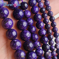 Bestone Natuurlijke Losse Edelsteen Ronde 6Mm 8Mm 10Mm Paars Charoite Stone Kralen Voor Sieraden Maken
