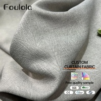 Approvisionnement d'usine Feuilles Motif En Relief Lin Style 95% Tissu De Rideau En Polyester Occultant Avec 2.8/3.2M Largeur