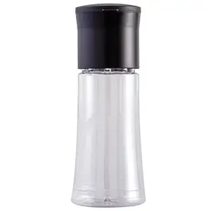 Vente en gros 360ml manuel réglable Set - PET plastique noir rouge bouchon bouteille transparente épices broyeur Shaker sel et poivre moulin