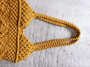 Bolso Tote de Macramé Hecho a Mano para Mujer, Estilo Bohemio con Patrón Geométrico, Dos Asas, Casual, para Playa o Viaje, Parte Superior Abierta, Amarillo, Ecológico - Product Image 4