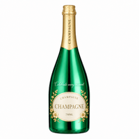 Bouteille de champagne 750 ml, finition métallique violette, col en feuille d'or, verre vide pour distillerie, emballage personnalisé OEM