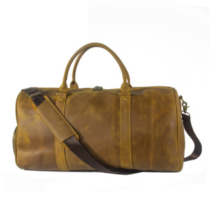 Sac de voyage rétro en cuir véritable grande capacité pour homme, sac de sport et de gym avec fermeture éclair pour week-end et nuit - Product Image 4