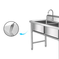 Évier de cuisine de jardin extérieur portable en acier inoxydable avec support à deux trous pour les activités de plein air