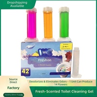 Lot de 3 et lot de 6 désodorisants WC en forme de fleur, gel aromathérapie parfum lavande, emballage en boîte