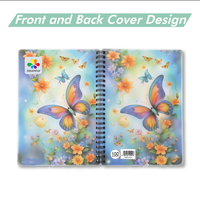 Cahier scolaire COLORFLY pour étudiants, couverture bleue à motif papillon, reliure spirale A4, design personnalisable, 32/96 pages