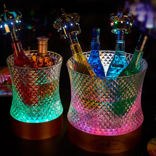 Bar party beer Bucket Ice Wine set Red Wine supplies Champagne bucket Diamond LED luminous ice bucket