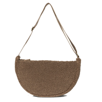 Sac à bandoulière portable en polaire sherpa imperméable, style robe demi-lune, avec logo personnalisé, idéal pour l'hiver et confortable