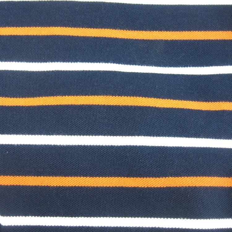Stripe Polo Pique Mesh Cloth Fabric Knit Weft Dobby Jacquard Yarn Dyed Auto Stripe Cotton Pique Mesh Fabric for T Shirt Garment