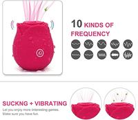Vibrateur à balles en forme de rose rechargeable par USB pour femmes avec 10 fréquences, 100% étanche, lavable, fonctions de succion