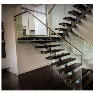 Mono Stringer Metall treppe mit rahmenlosem Glas geländer/gerade Treppe/gebrauchte Holztreppe - Product Image 6