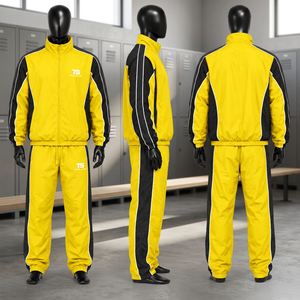 Ensemble de survêtement à capuche pour homme, 100 % polyester, coupe-vent, blocs de couleur, fermeture éclair intégrale, faible MOQ, prix abordable, collection hiver - Product Image 5