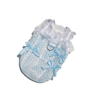 <b>Cat</b> Lace Vest Hollowed Out Ruffled With Bows Spring Summer Pet <b>Clothes</b> <b>For</b> Dogs <b>Cats</b> Cute Design Blue Creamy Yellow - Product Image 5