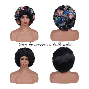 Özel lüks uyku kapaklar gerçek saten uyku kapaklar şapka çift katmanlar ipek saten duş Bonnets saç kadınlar tasarımcı kaput - Product Image 3